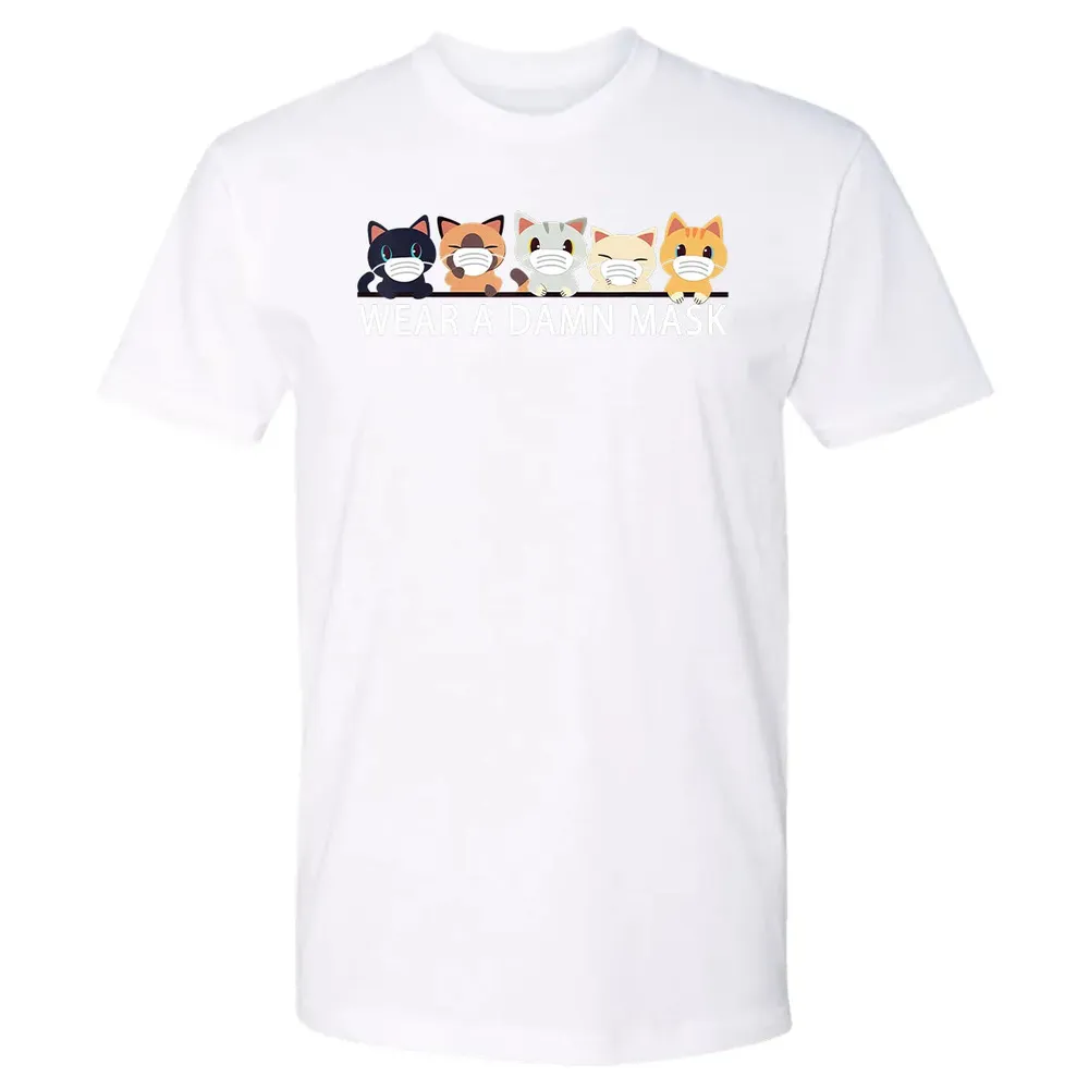 Cats Lovers Wear a Damn Mask   Quarantine Gift Cat Face Mask Premium Unisex T-shirt - 4