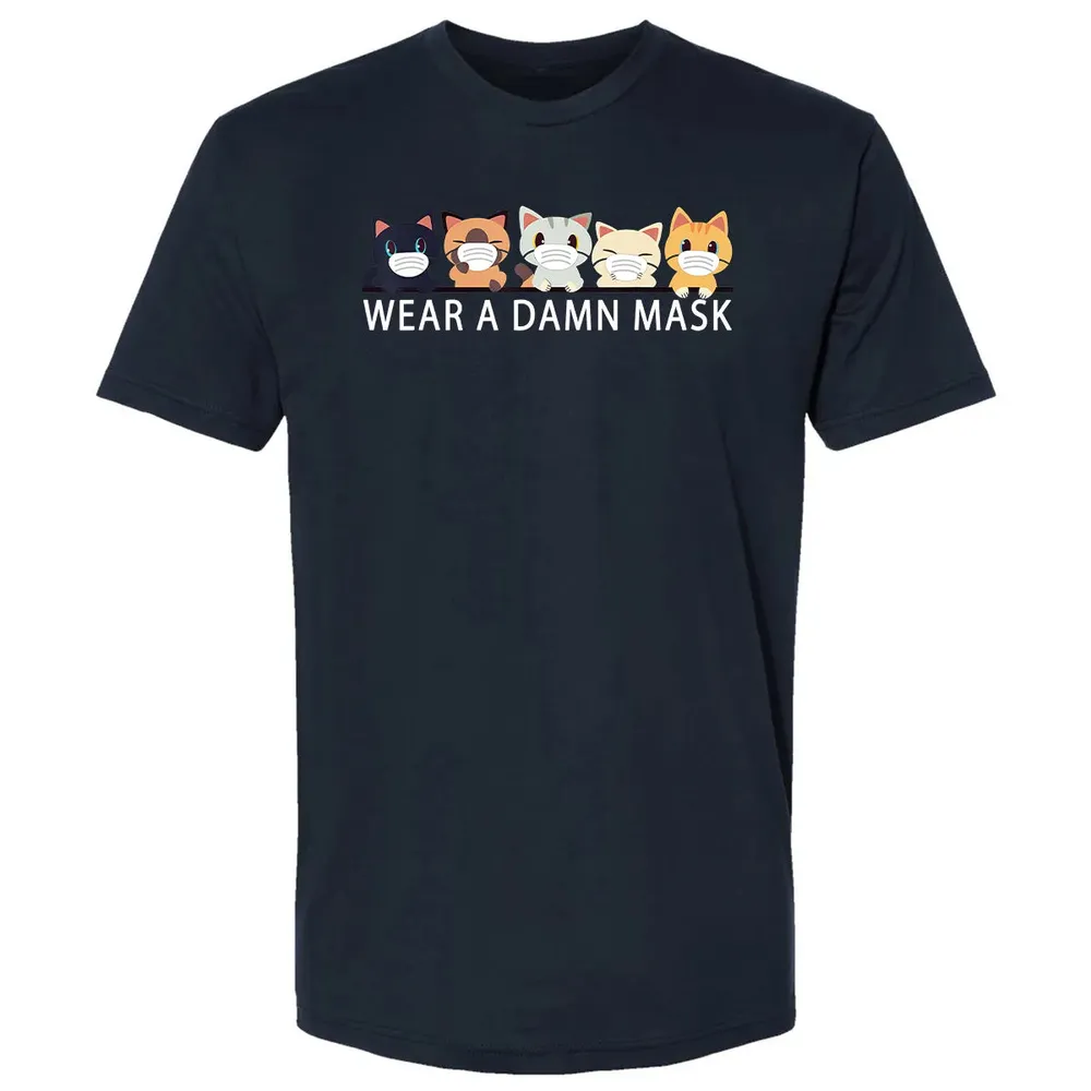 Cats Lovers Wear a Damn Mask   Quarantine Gift Cat Face Mask Premium Unisex T-shirt - 2