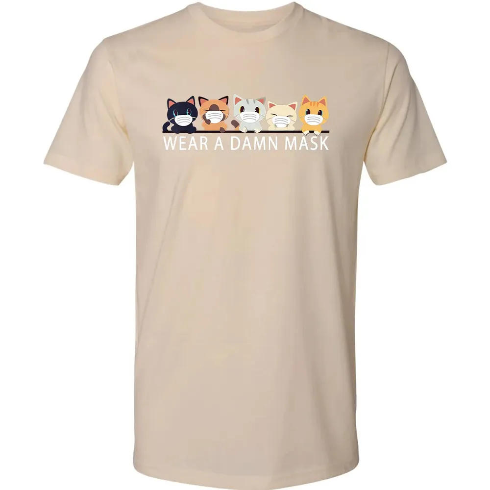 Cats Lovers Wear a Damn Mask   Quarantine Gift Cat Face Mask Premium Unisex T-shirt - 13