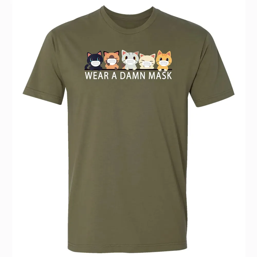 Cats Lovers Wear a Damn Mask   Quarantine Gift Cat Face Mask Premium Unisex T-shirt - 5