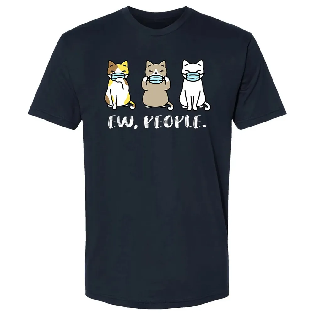 Ew People  Cat Face Mask Cat Mom Quarantine Pet Kitten Premium Unisex T-shirt - 2