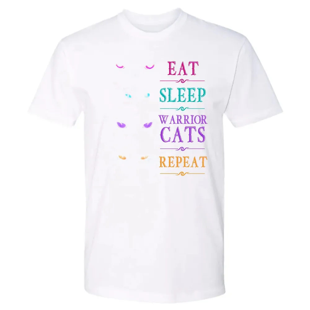 Eat Sleep Warrior Cats Repeat Funny Cat Warrior Hoodie Premium Unisex T-shirt - 4