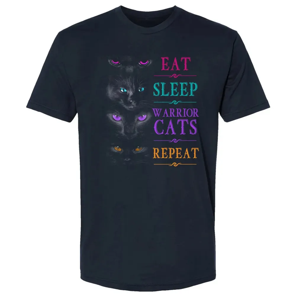 Eat Sleep Warrior Cats Repeat Funny Cat Warrior Hoodie Premium Unisex T-shirt - 2