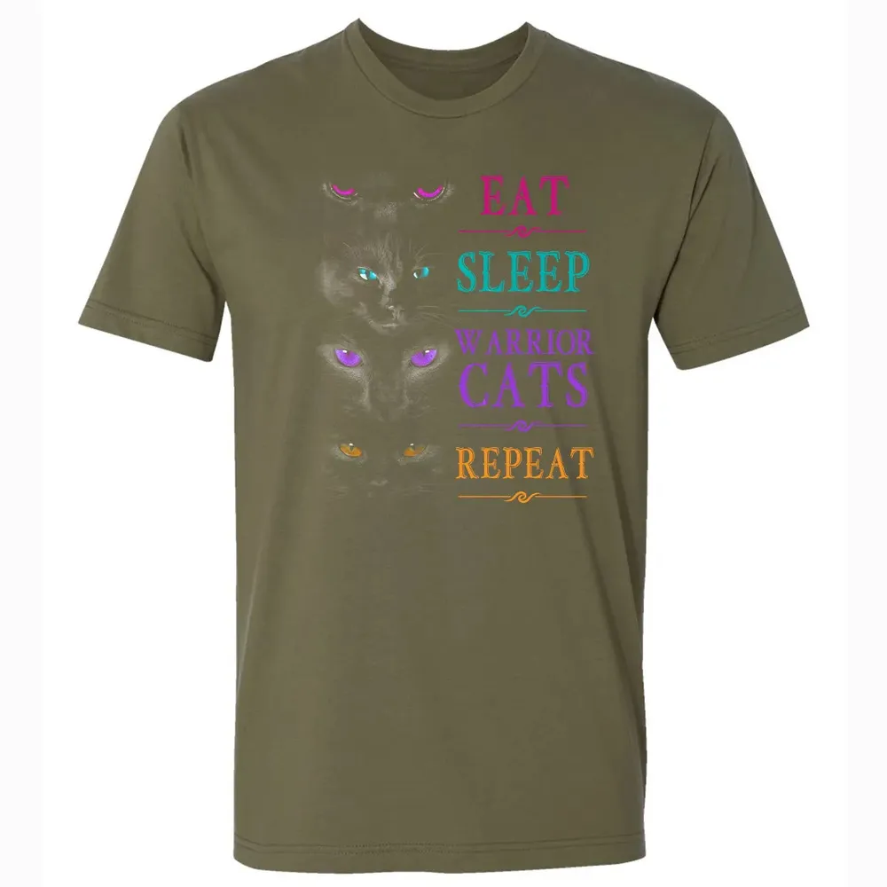 Eat Sleep Warrior Cats Repeat Funny Cat Warrior Hoodie Premium Unisex T-shirt - 5
