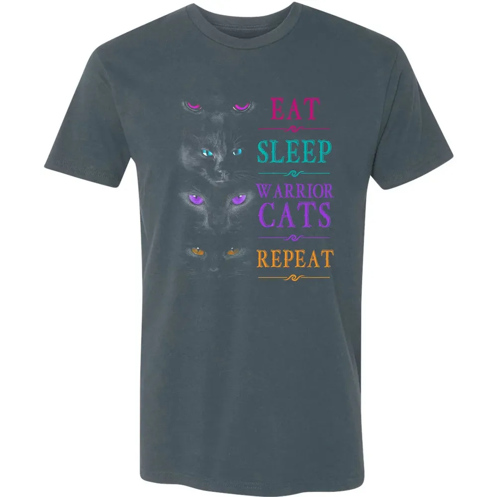 Eat Sleep Warrior Cats Repeat Funny Cat Warrior Hoodie Premium Unisex T-shirt - 14