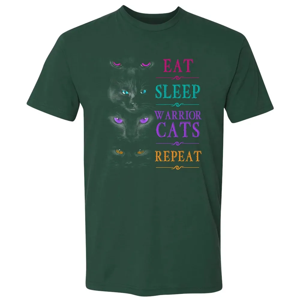 Eat Sleep Warrior Cats Repeat Funny Cat Warrior Hoodie Premium Unisex T-shirt - 12