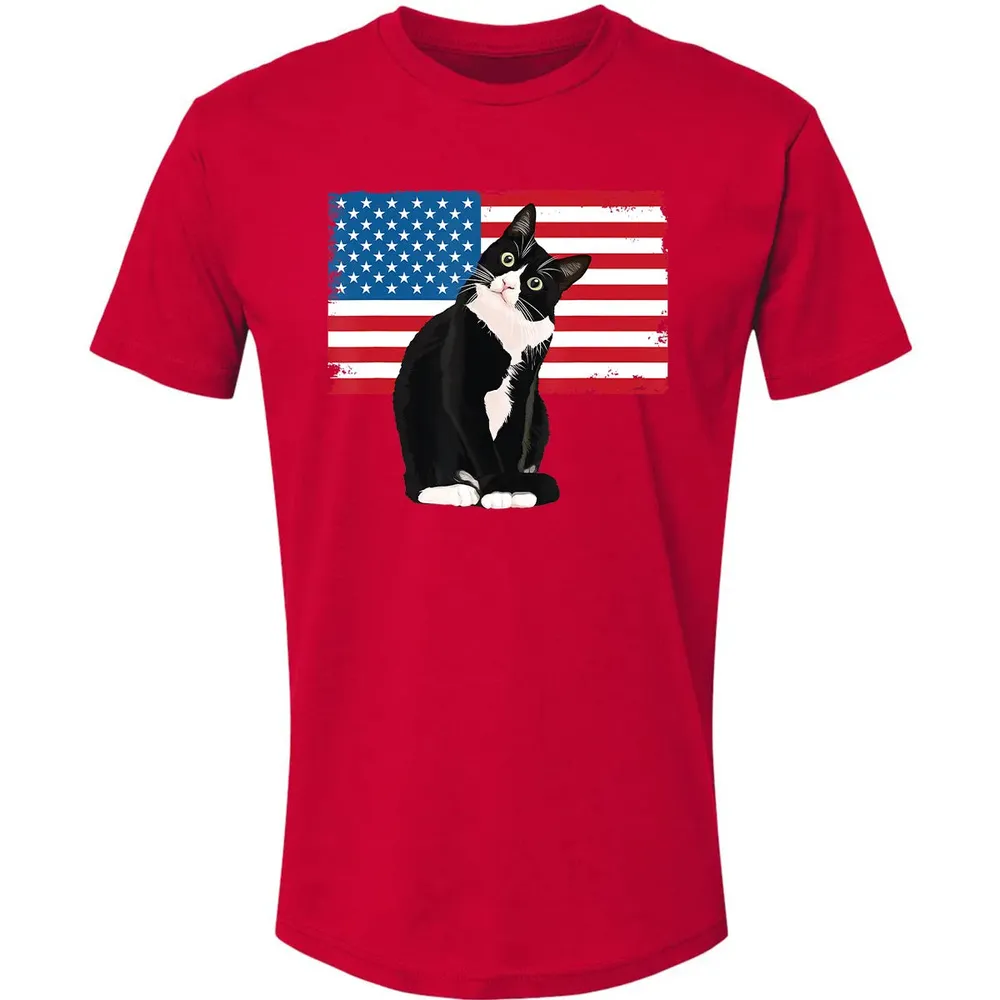 Tuxedo Cat T 4th of July Patriotic  Gift Adults Kids Premium Unisex T-shirt - 6