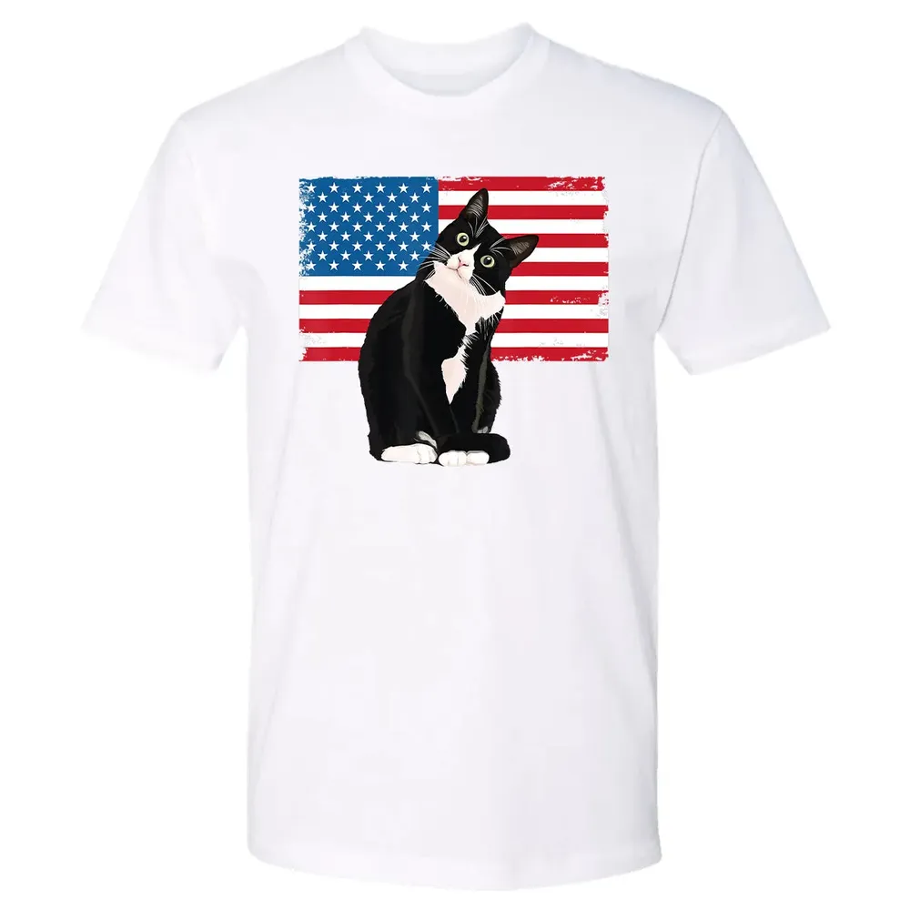 Tuxedo Cat T 4th of July Patriotic  Gift Adults Kids Premium Unisex T-shirt - 4