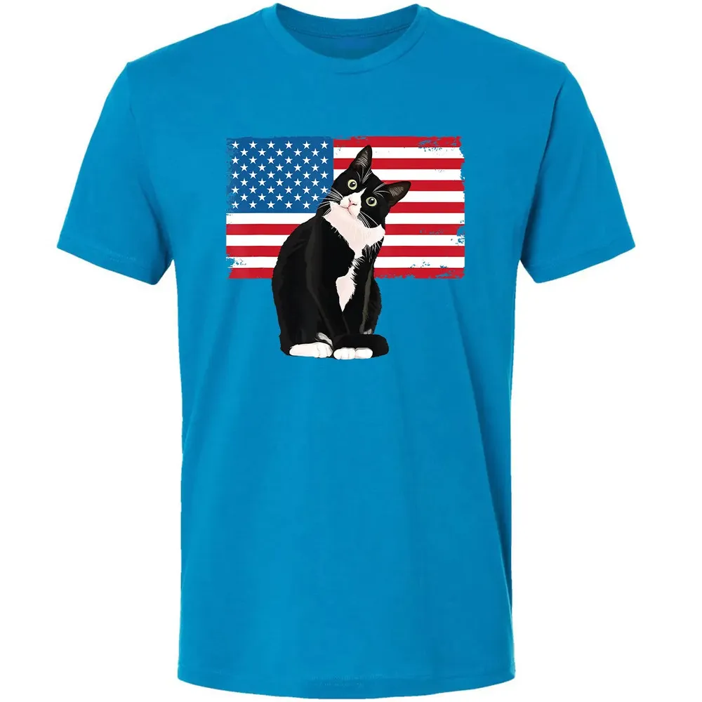 Tuxedo Cat T 4th of July Patriotic  Gift Adults Kids Premium Unisex T-shirt - 15