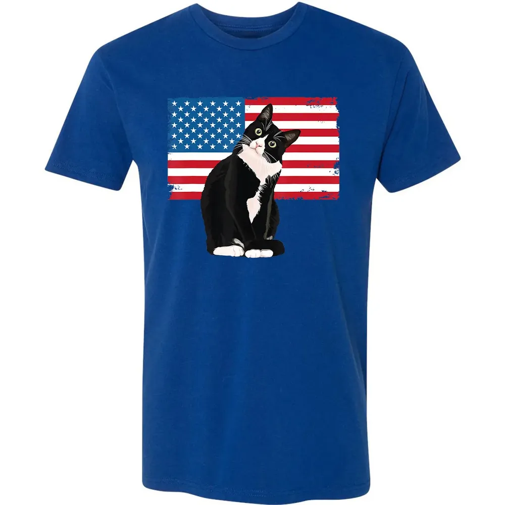 Tuxedo Cat T 4th of July Patriotic  Gift Adults Kids Premium Unisex T-shirt - 10