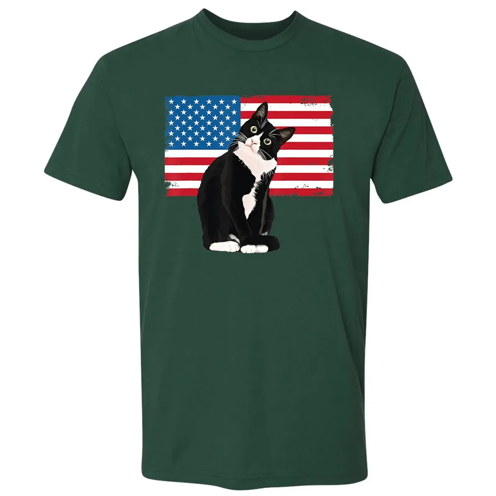 Tuxedo Cat T 4th of July Patriotic  Gift Adults Kids Premium Unisex T-shirt - 12
