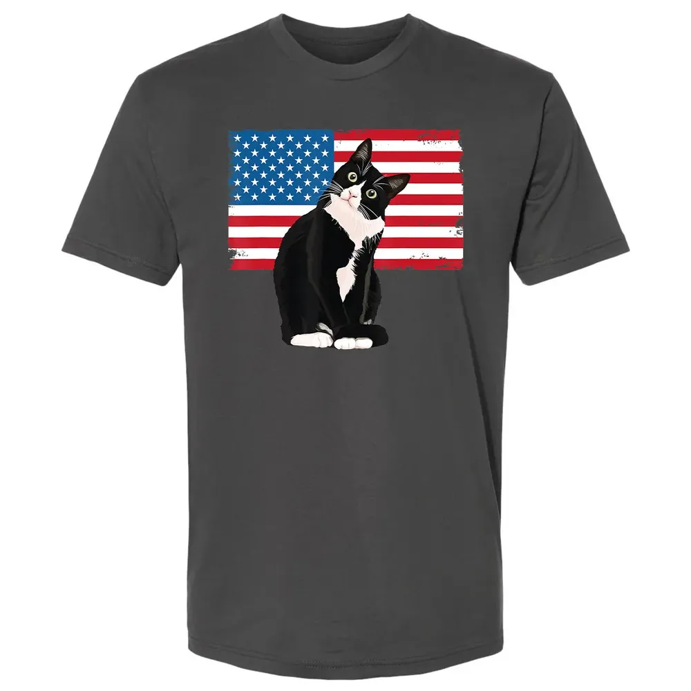Tuxedo Cat T 4th of July Patriotic  Gift Adults Kids Premium Unisex T-shirt - 8
