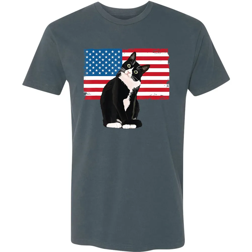 Tuxedo Cat T 4th of July Patriotic  Gift Adults Kids Premium Unisex T-shirt - 14