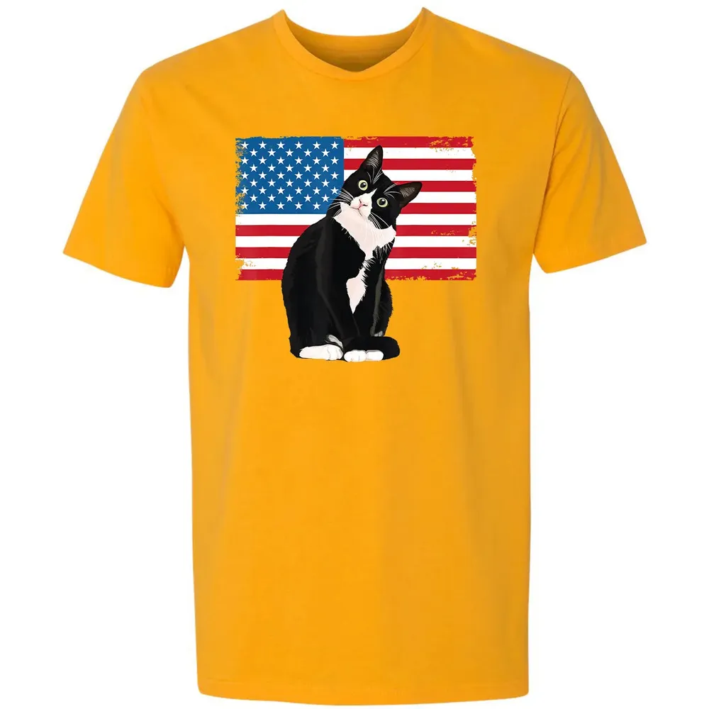 Tuxedo Cat T 4th of July Patriotic  Gift Adults Kids Premium Unisex T-shirt - 11