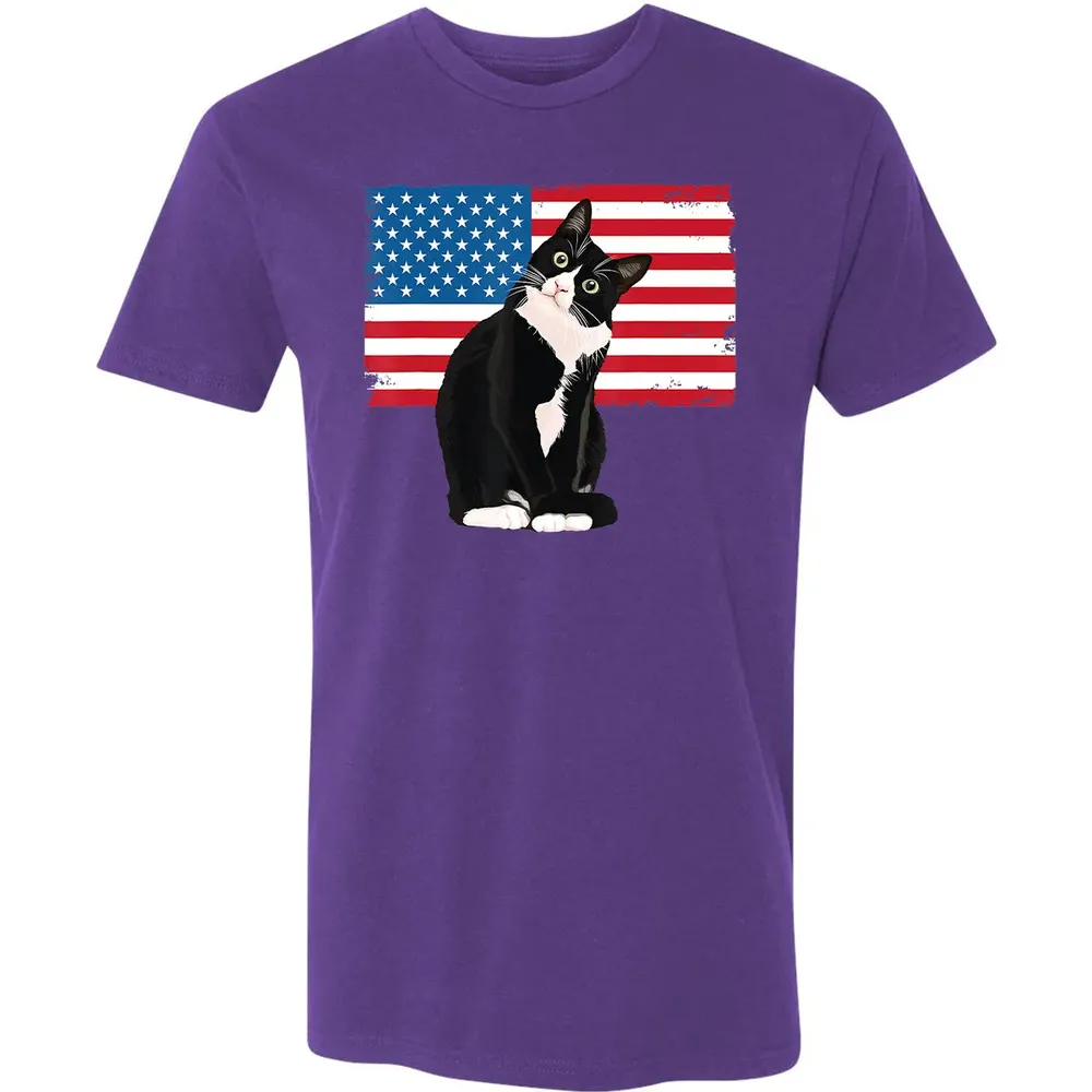 Tuxedo Cat T 4th of July Patriotic  Gift Adults Kids Premium Unisex T-shirt - 7