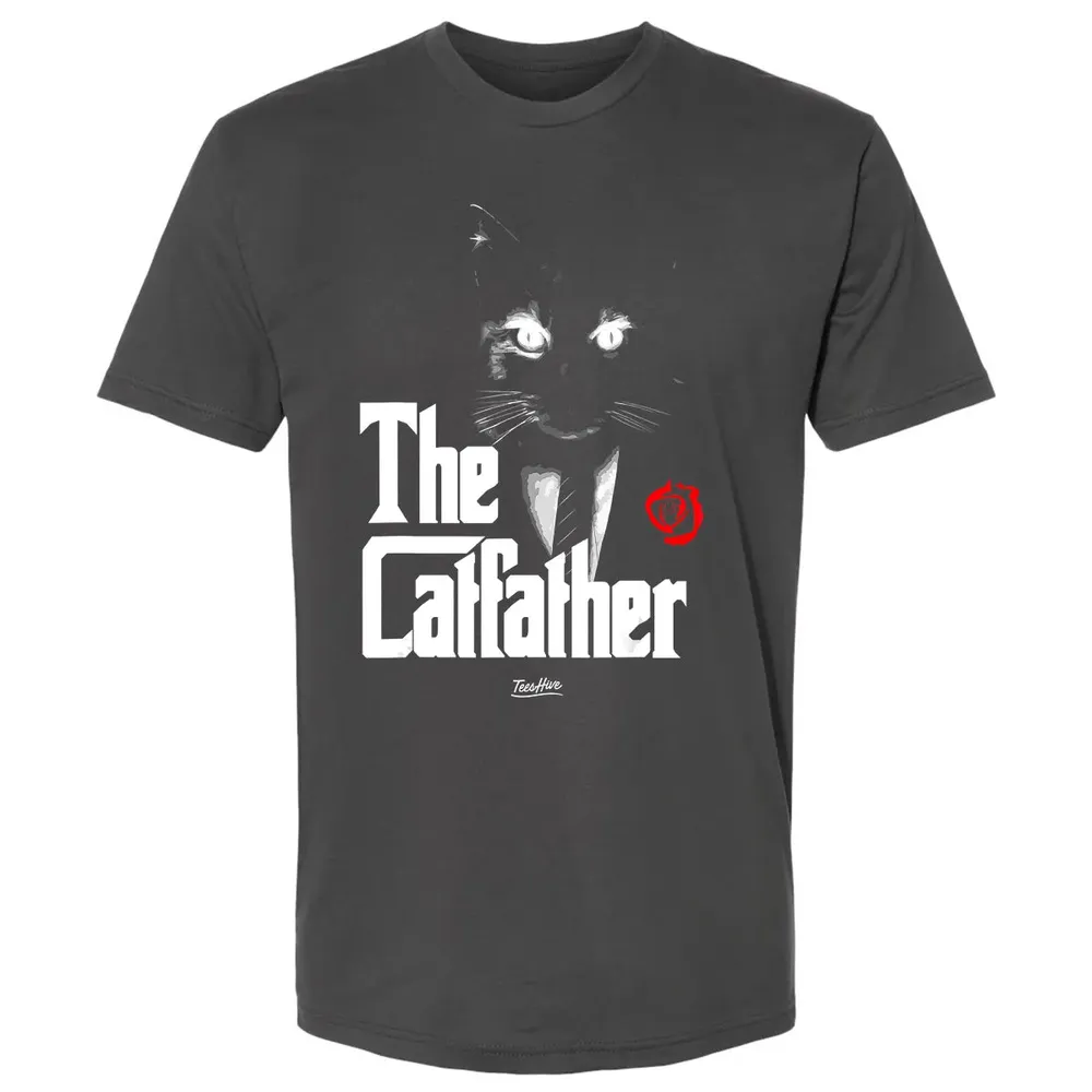 The Catfather Funny Cat Dad Tuxedo Cat Papa Novelty Themed Premium Unisex T-shirt - 8