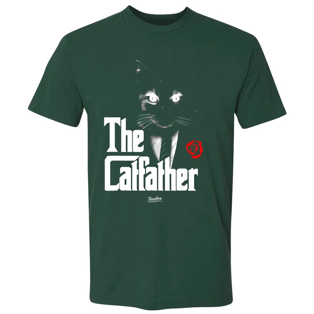 The Catfather Funny Cat Dad Tuxedo Cat Papa Novelty Themed Premium Unisex T-shirt - 12