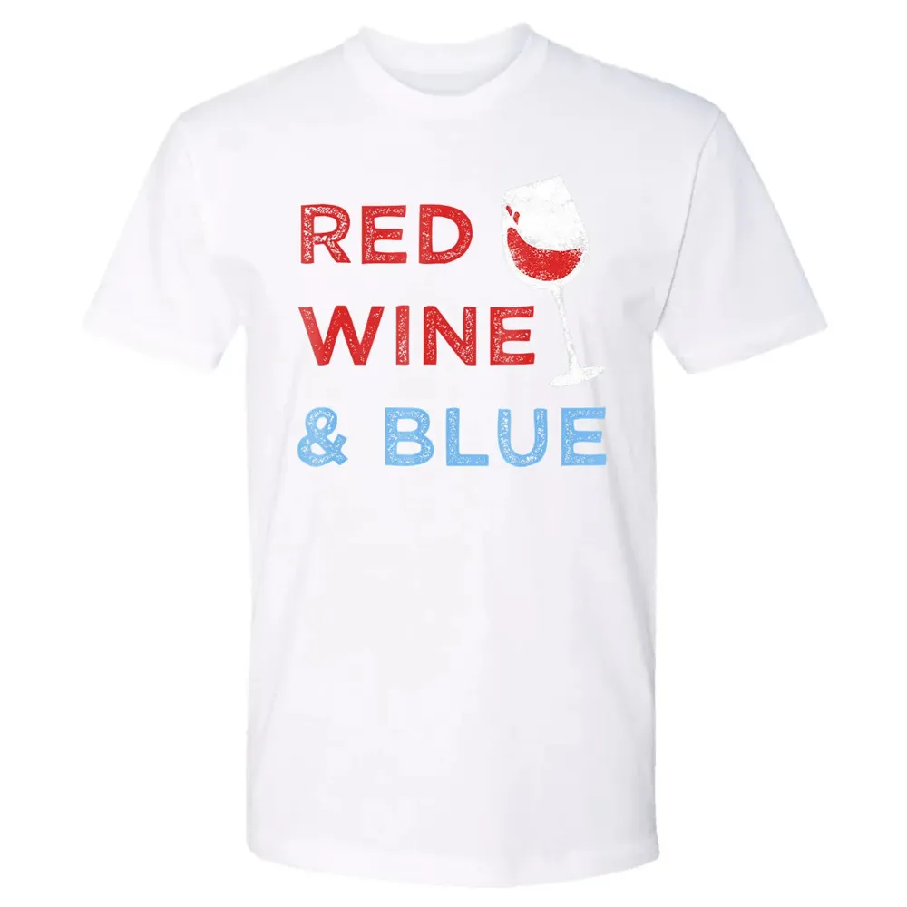 Red Wine &amp; Blue   Funny Patriotic 4th of July Premium Unisex T-shirt - 4