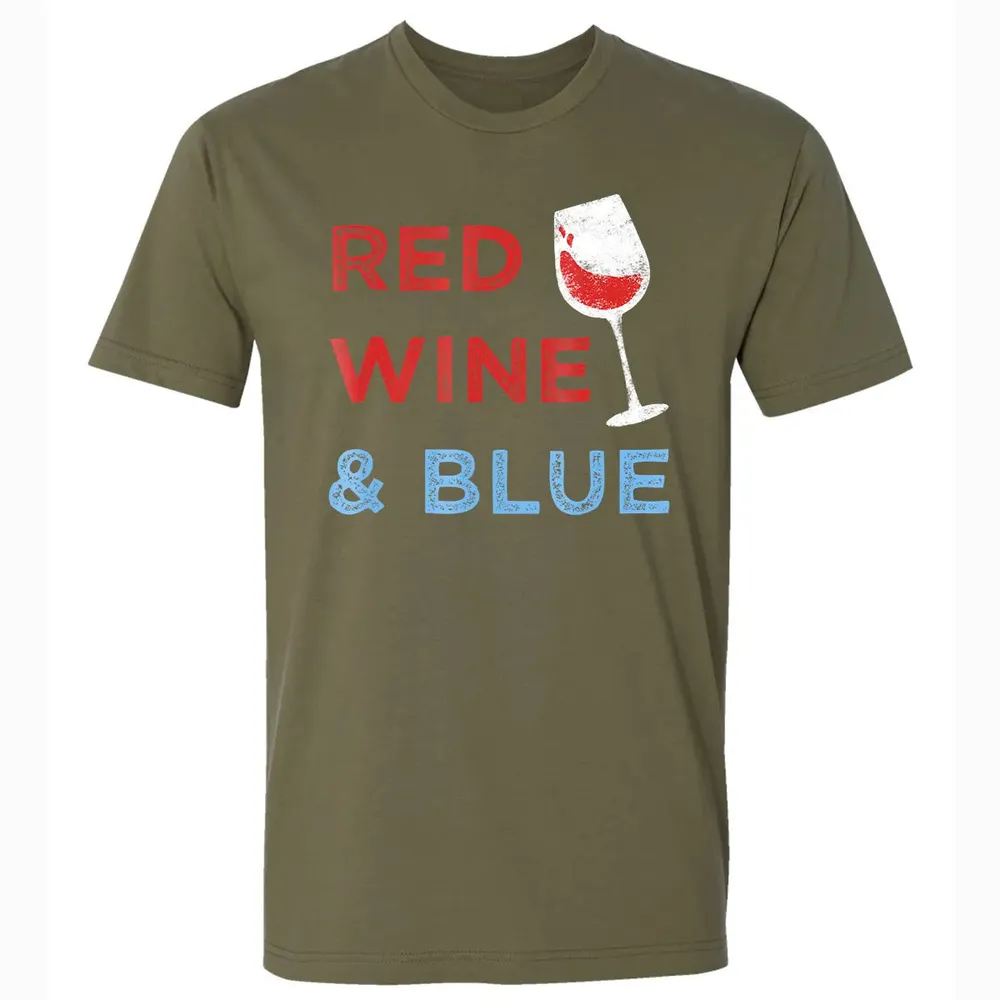 Red Wine &amp; Blue   Funny Patriotic 4th of July Premium Unisex T-shirt - 5