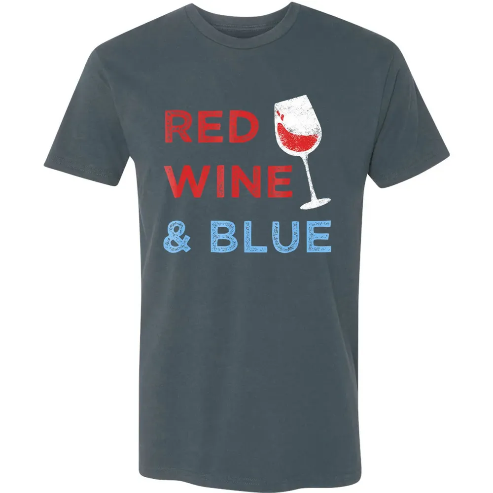 Red Wine &amp; Blue   Funny Patriotic 4th of July Premium Unisex T-shirt - 14