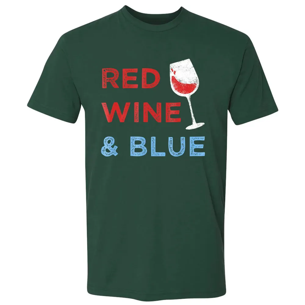 Red Wine &amp; Blue   Funny Patriotic 4th of July Premium Unisex T-shirt - 12