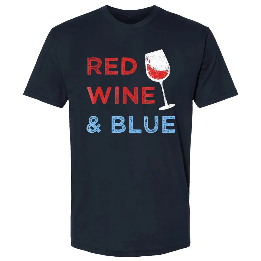 Red Wine &amp; Blue   Funny Patriotic 4th of July Premium Unisex T-shirt - 2