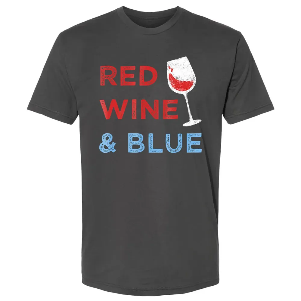 Red Wine &amp; Blue   Funny Patriotic 4th of July Premium Unisex T-shirt - 8