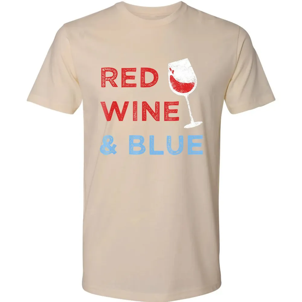 Red Wine &amp; Blue   Funny Patriotic 4th of July Premium Unisex T-shirt - 13