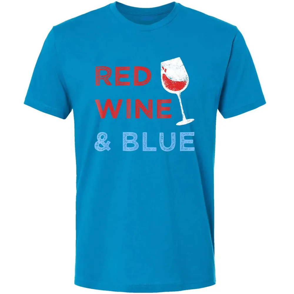 Red Wine &amp; Blue   Funny Patriotic 4th of July Premium Unisex T-shirt - 15
