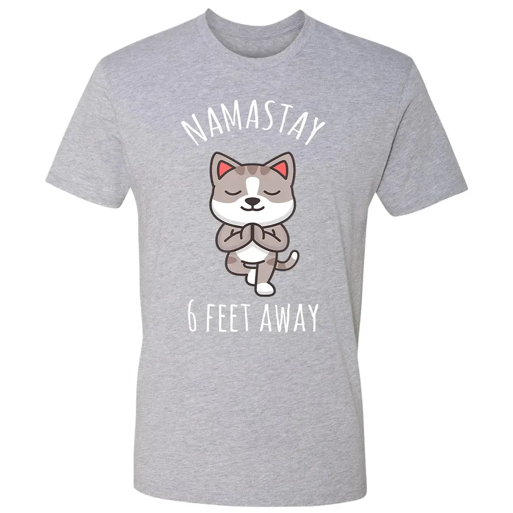 Namastay 6 Feet Away Funny Cute Cat Social Distancing Premium Unisex T-shirt - 9