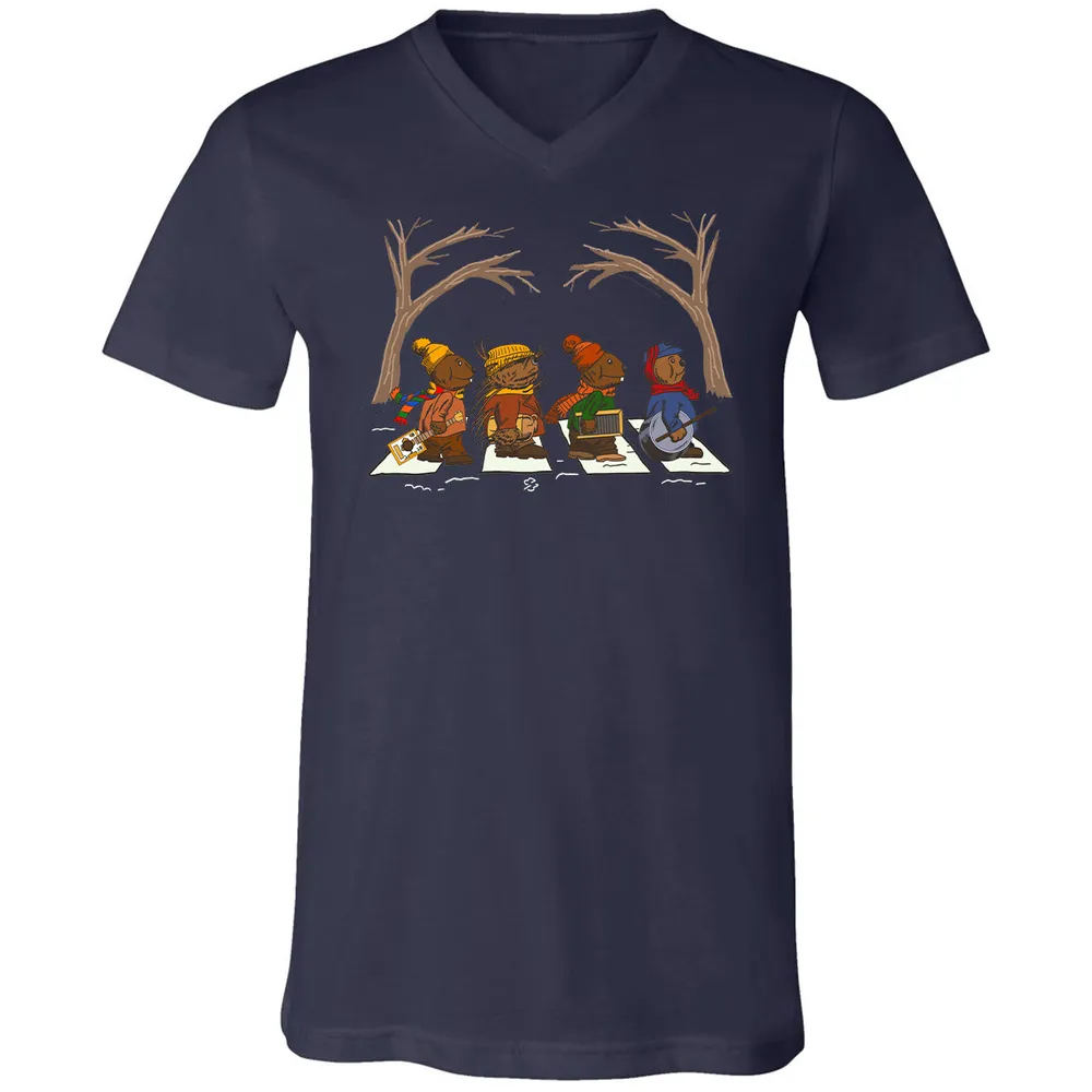 Unisex V-neck T-shirt - FH4UQ97M - Navy - 2