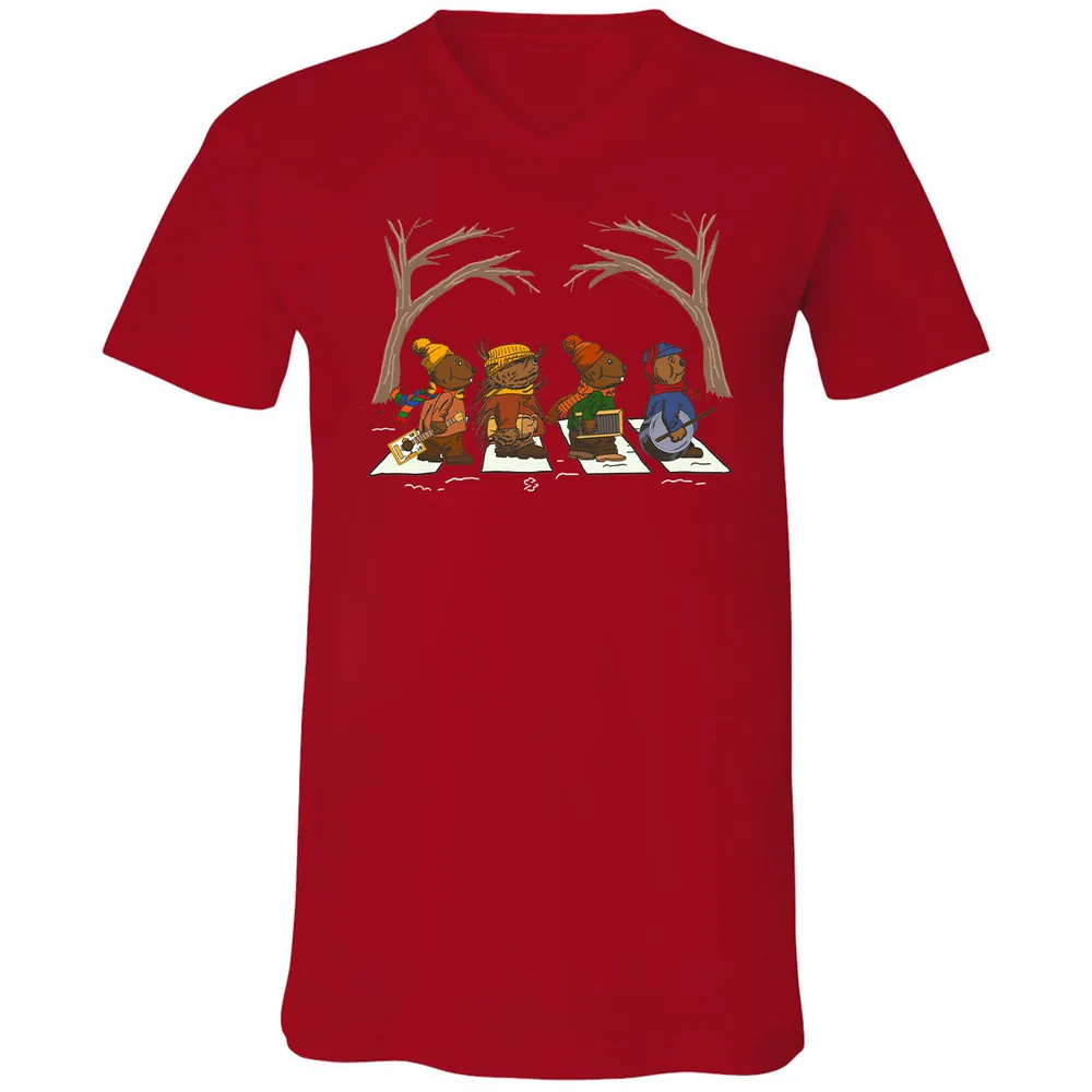 Unisex V-neck T-shirt - FH4UQ97M - Red - 3