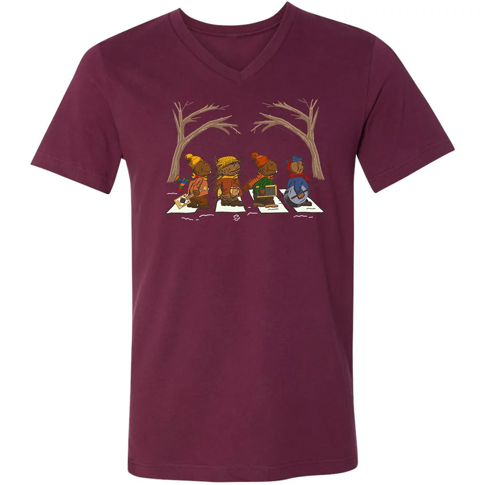 Unisex V-neck T-shirt - FH4UQ97M - Maroon - 6