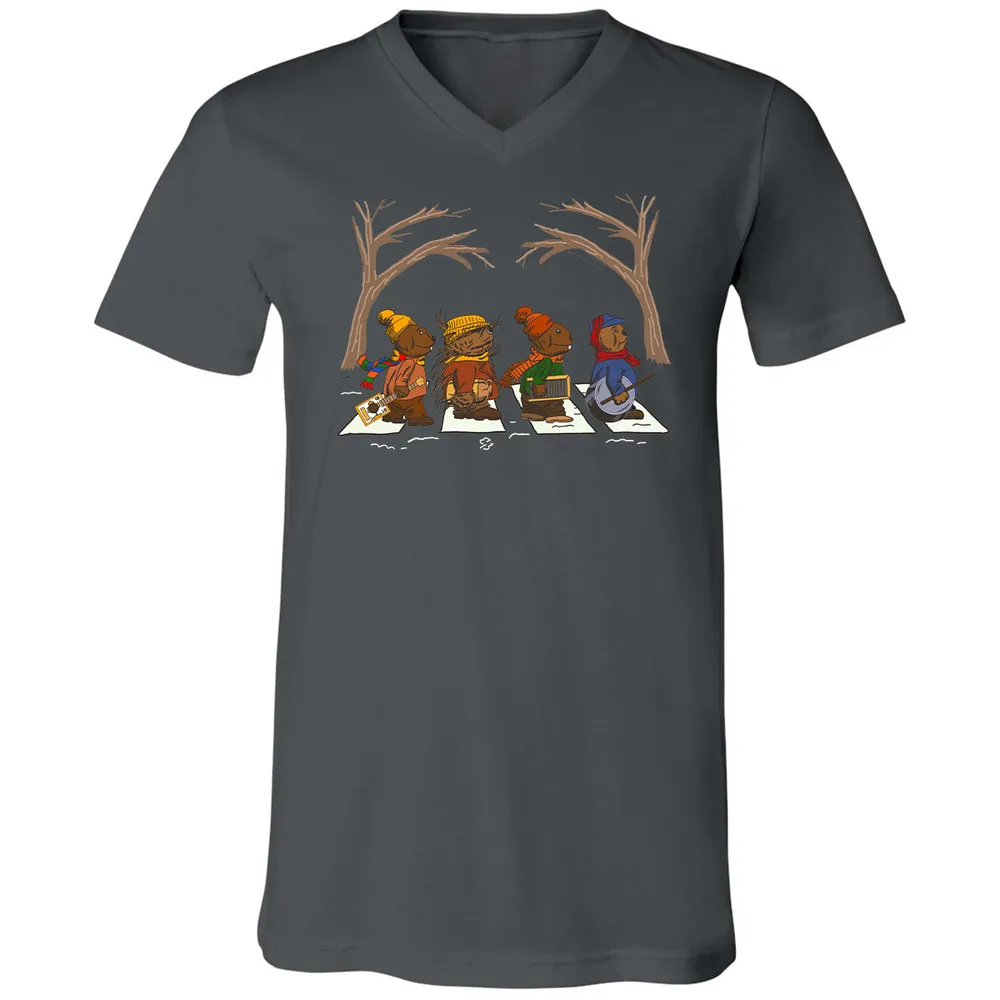 Unisex V-neck T-shirt - FH4UQ97M - Asphalt - 12