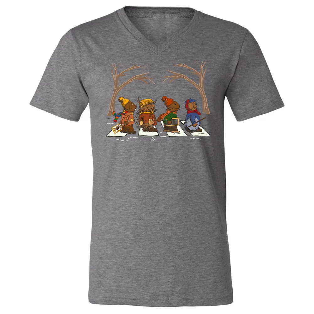 Unisex V-neck T-shirt - FH4UQ97M - Deep Heather - 13