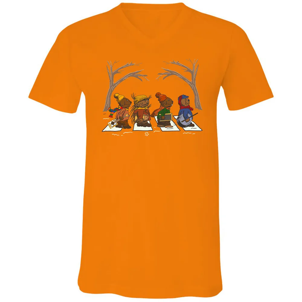 Unisex V-neck T-shirt - FH4UQ97M - Orange - 11