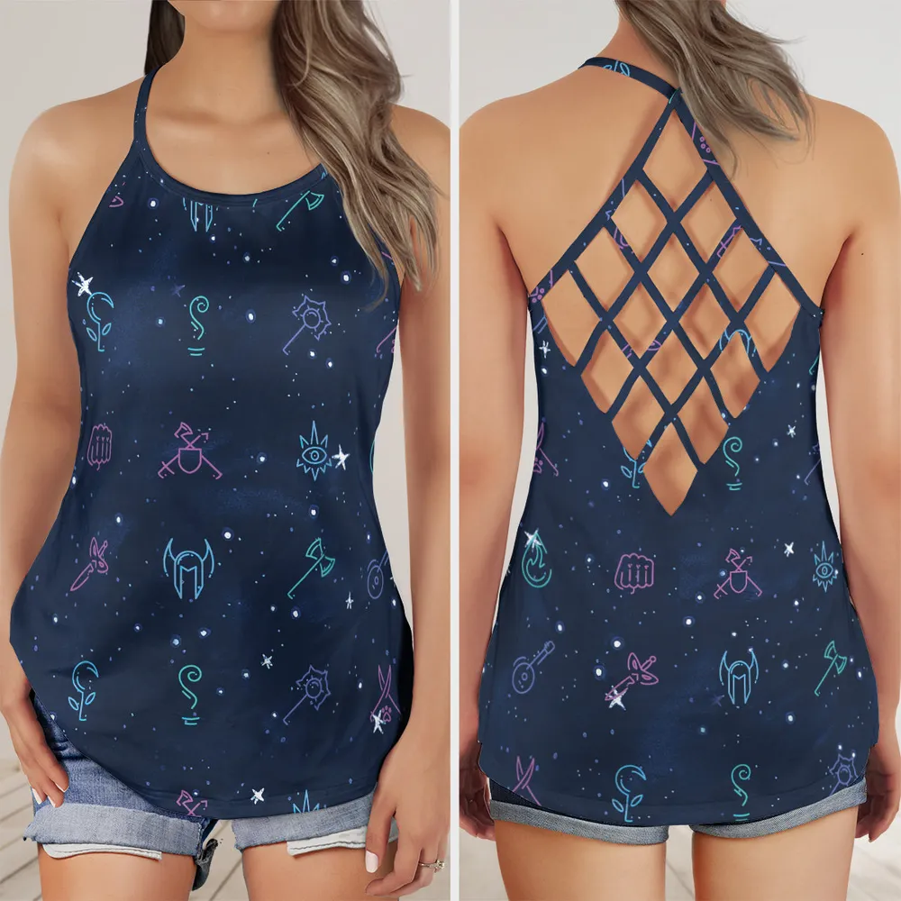 RPG Class Icons Criss Cross Tank Top - 1