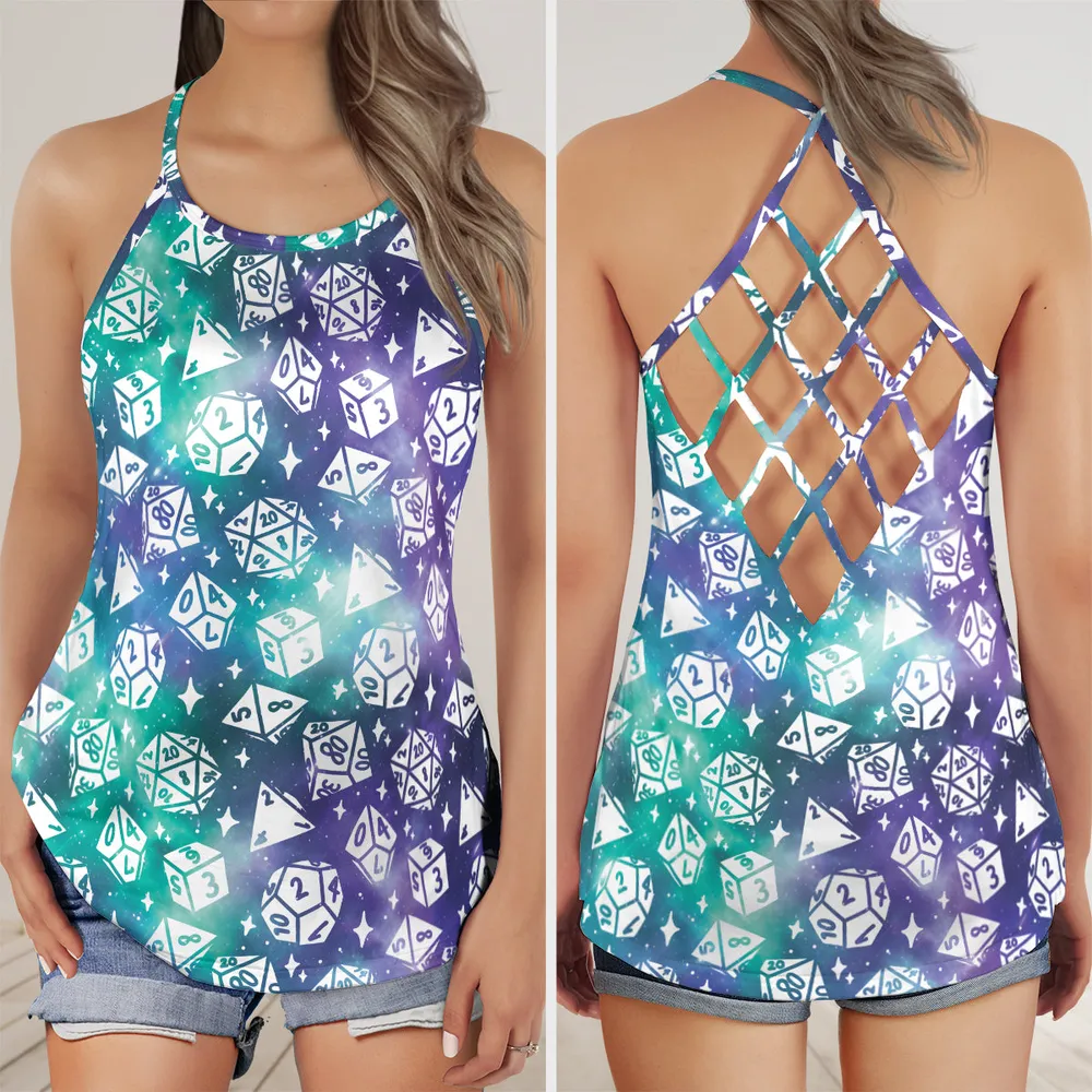 Gamer D20 Dice Criss Cross Tank Top - 1