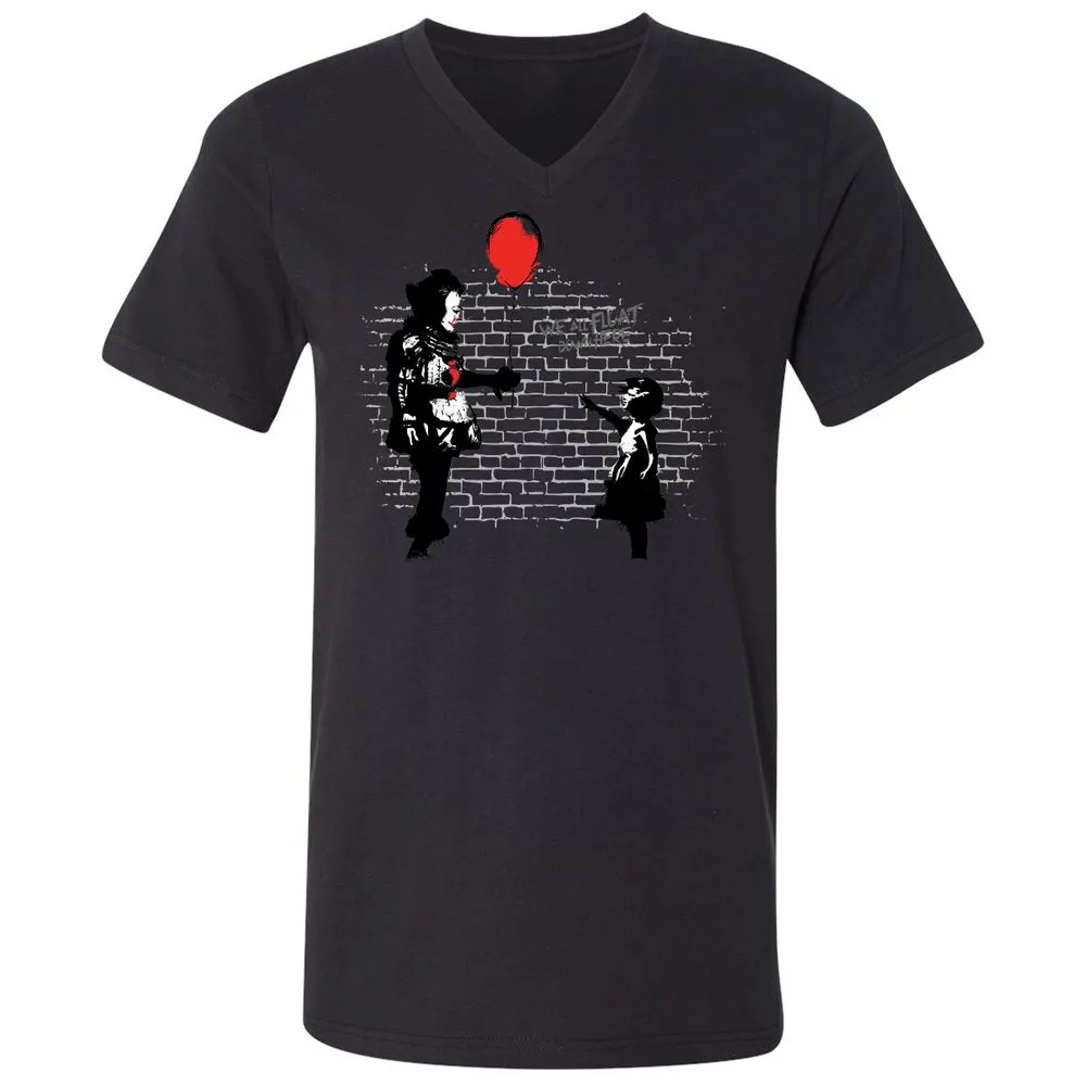 Unisex V-Neck T-Shirt - C7X85UJN - Black - 16