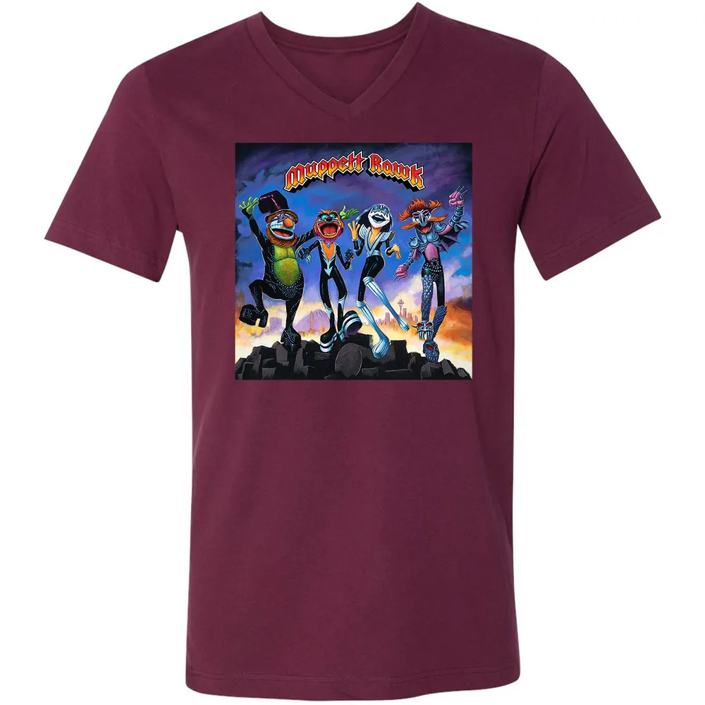 Unisex V-Neck T-Shirt - 69Q75Z5B - Maroon - 6