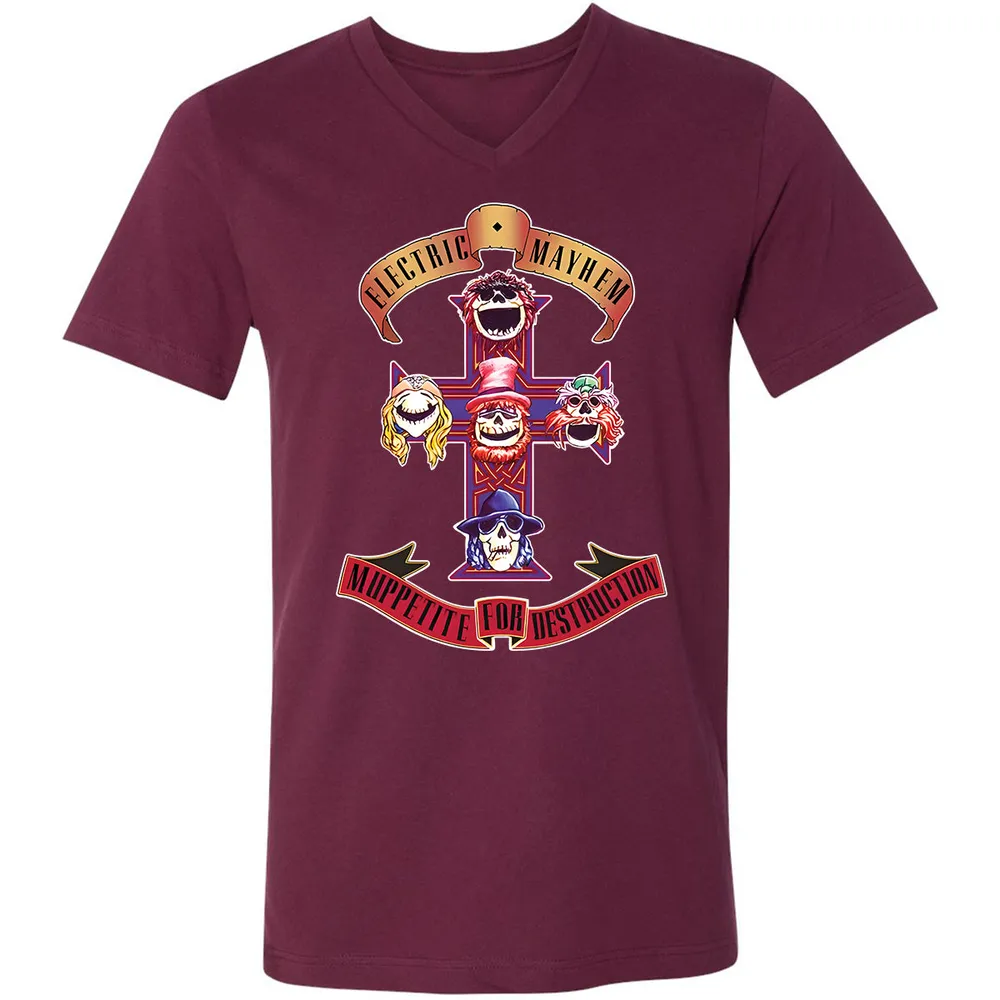 Unisex V-Neck T-Shirt - 2WQGNPEX - Maroon - 6