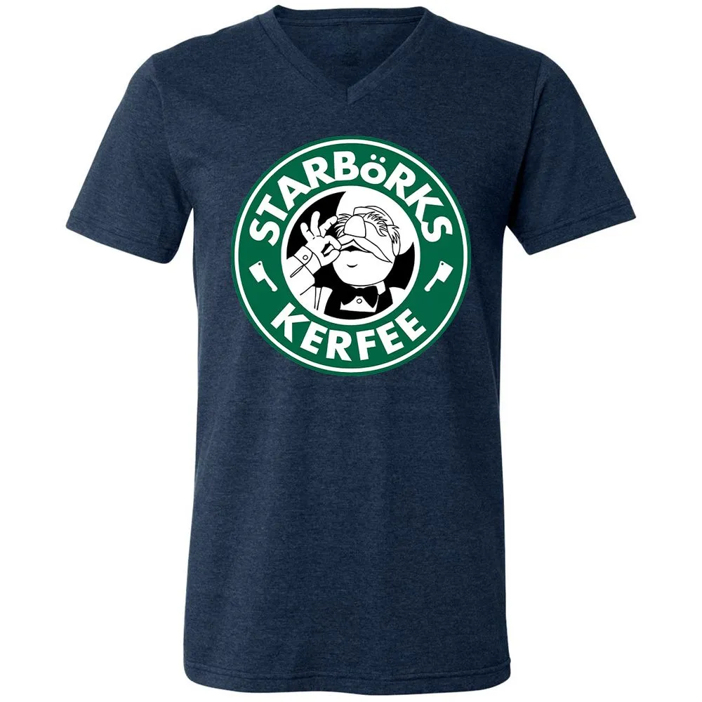 Unisex V-Neck T-Shirt - QQ3H45JH - Heather Navy - 15