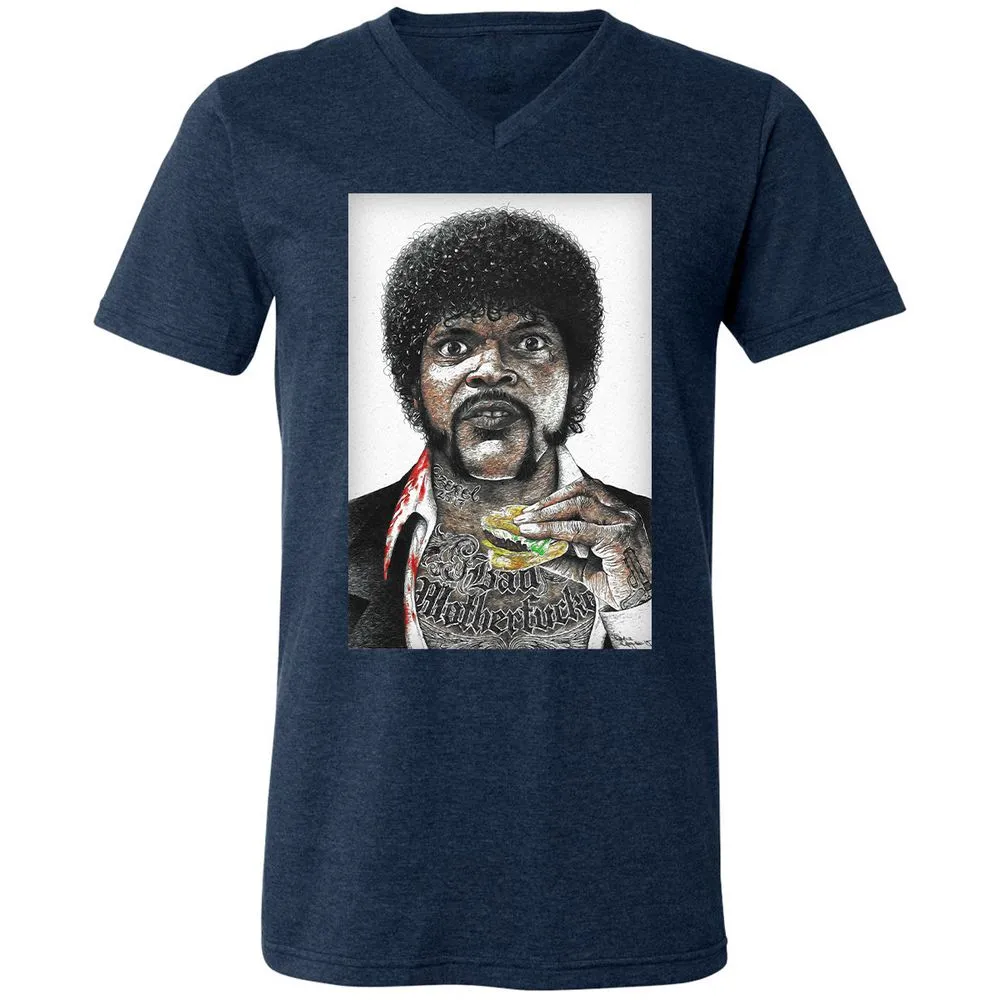 Unisex V-Neck T-Shirt - CPZUPYF4 - Heather Navy - 15