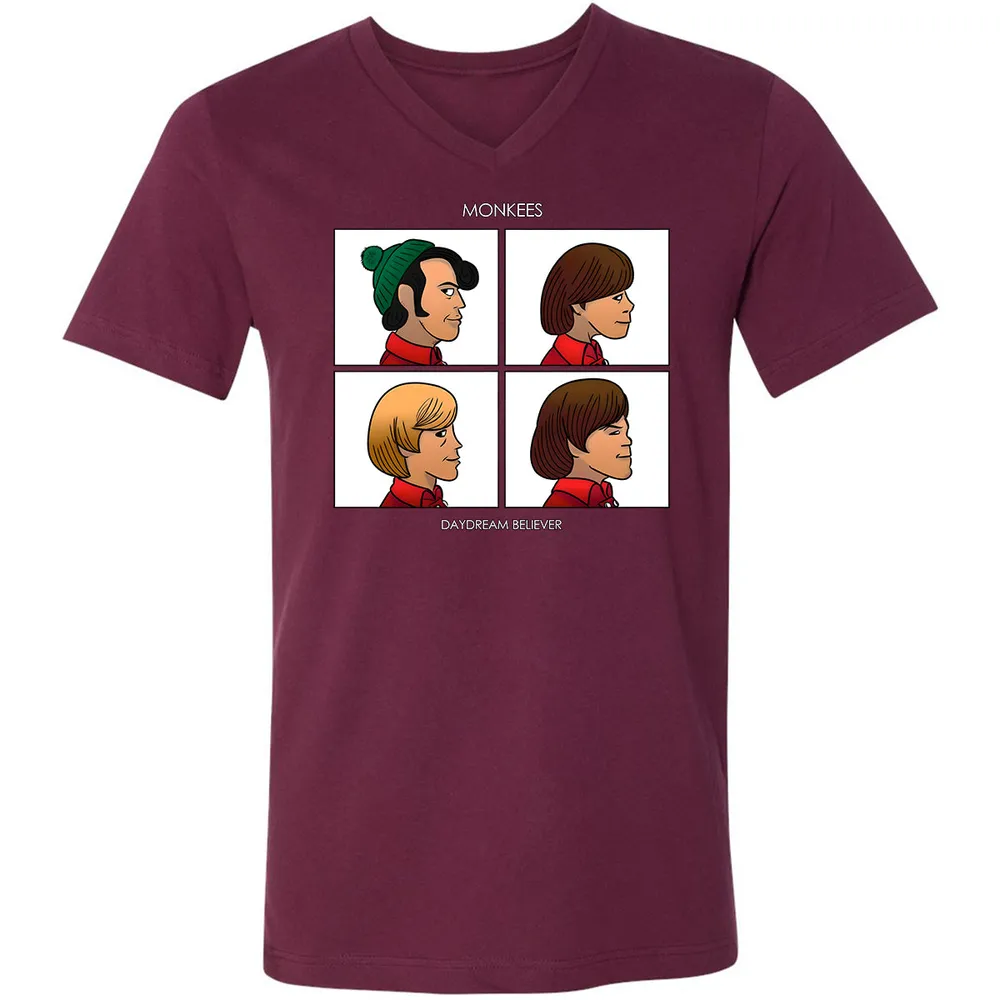 Unisex V-Neck T-Shirt - CM7UKVFY - Maroon - 6