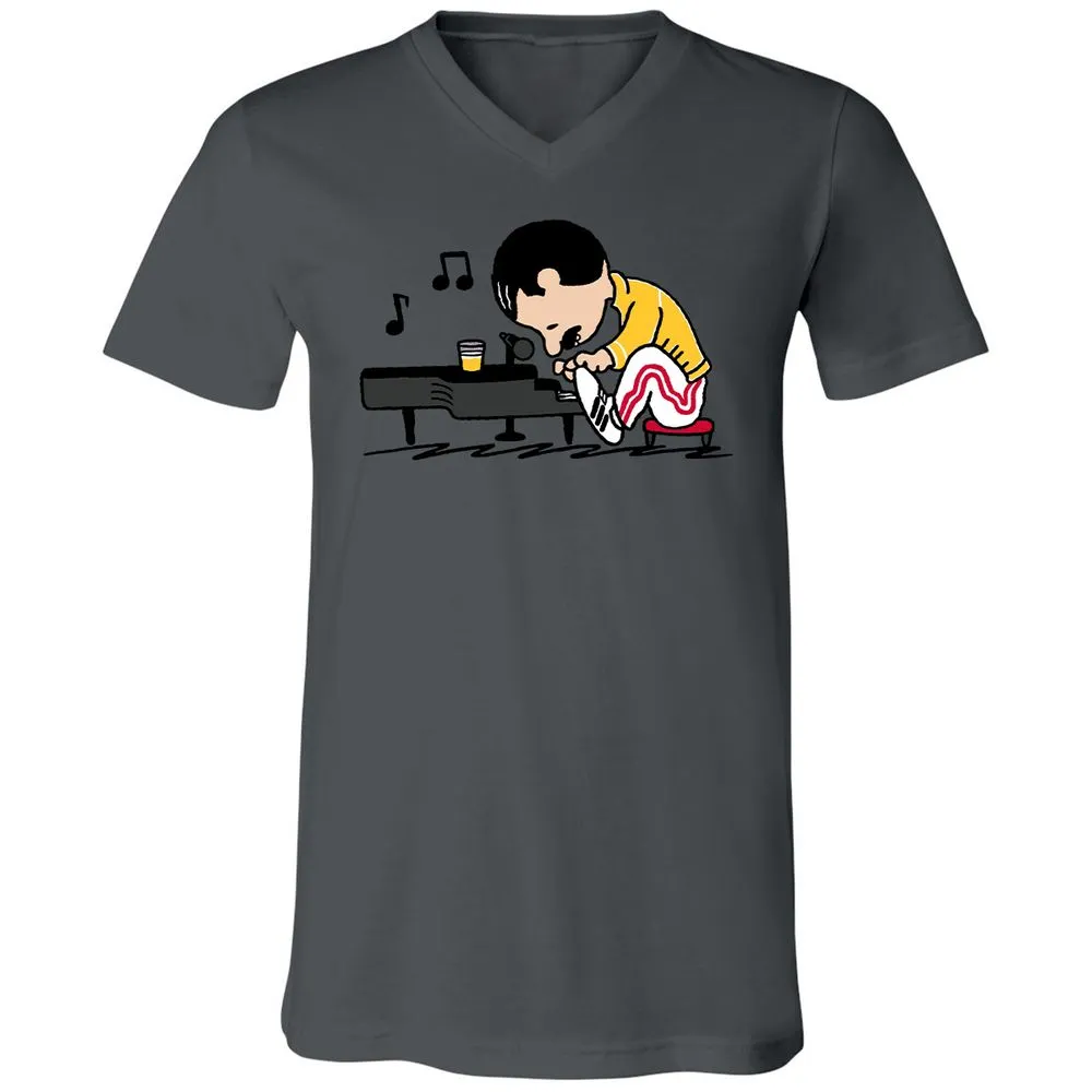 Unisex V-Neck T-Shirt - WY1QQUGC - Asphalt - 12