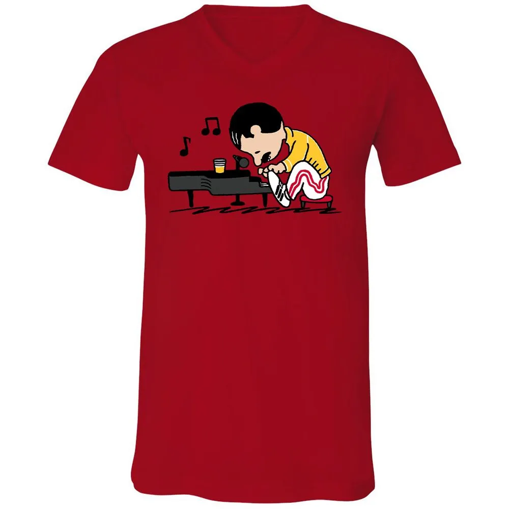 Unisex V-Neck T-Shirt - WY1QQUGC - Red - 3