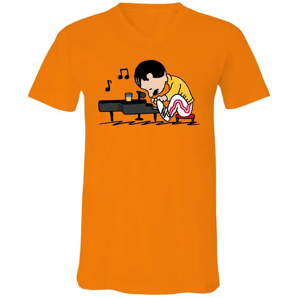 Unisex V-Neck T-Shirt - WY1QQUGC - Orange - 11