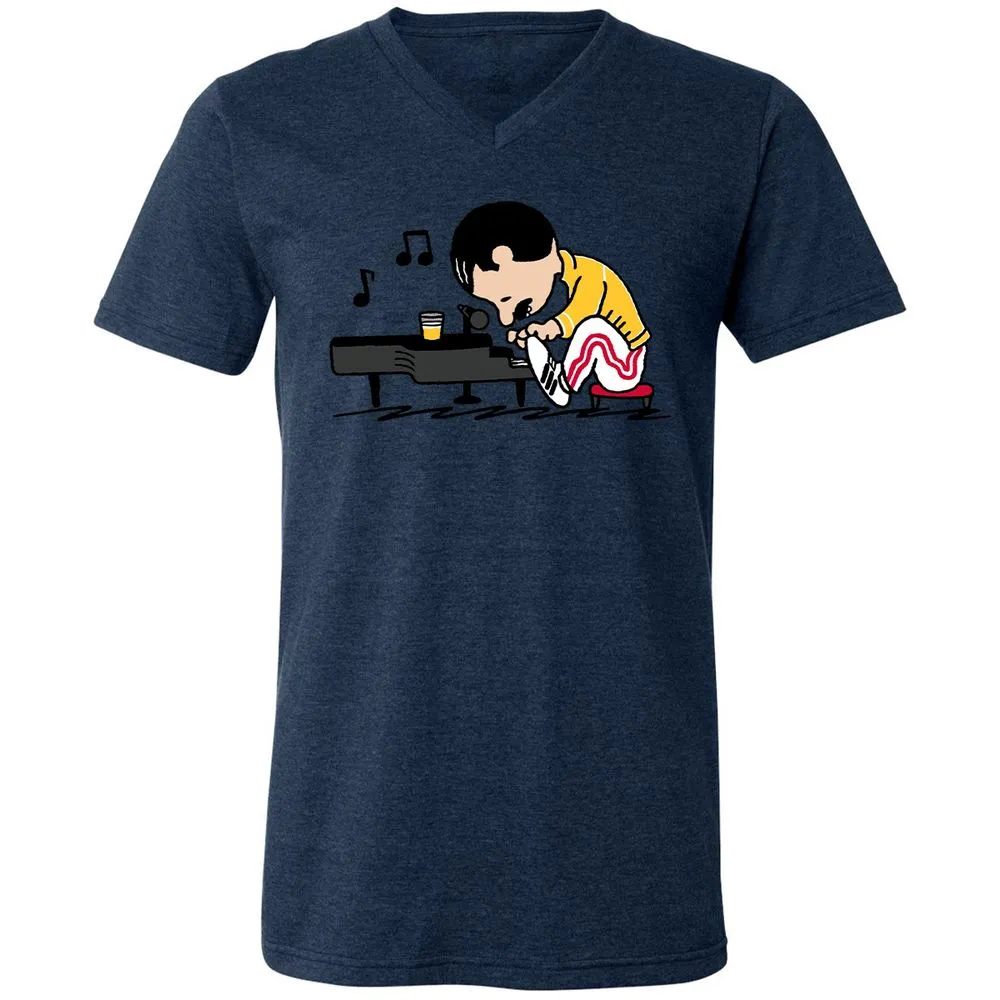 Unisex V-Neck T-Shirt - WY1QQUGC - Heather Navy - 15