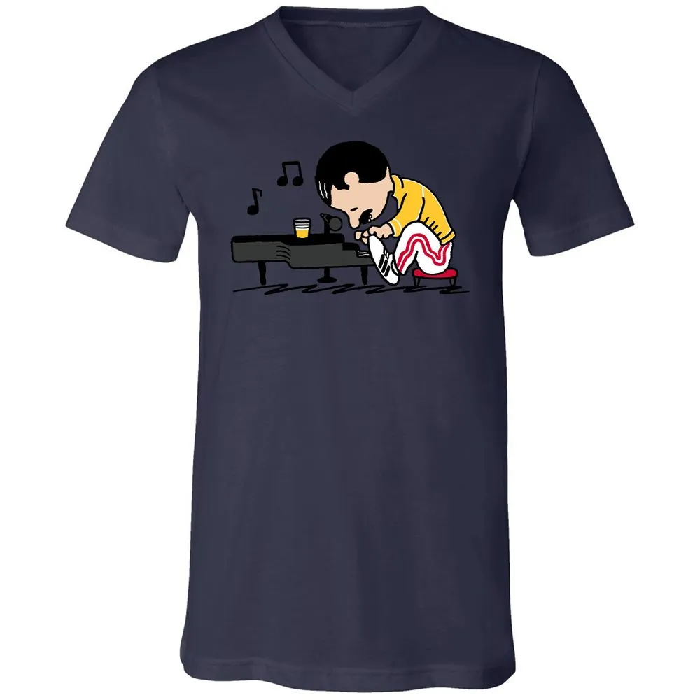 Unisex V-Neck T-Shirt - WY1QQUGC - Navy - 9