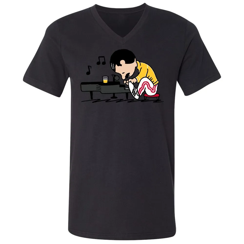 Unisex V-Neck T-Shirt - WY1QQUGC - Black - 16
